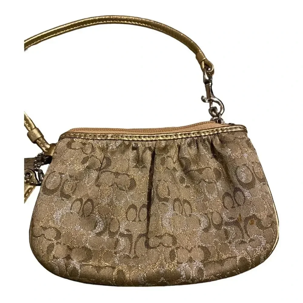 Coach gold cloth wristlet authentic y2k